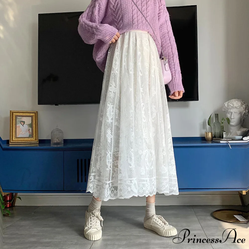 Elastic High Waist Lace Skirts - Image 9