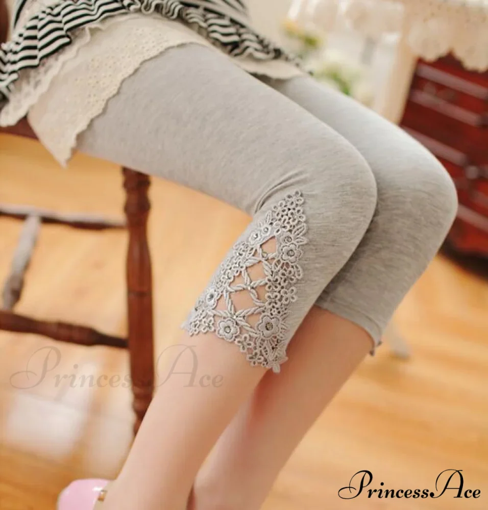 Hollow Lace Stretch Leggings - Image 19