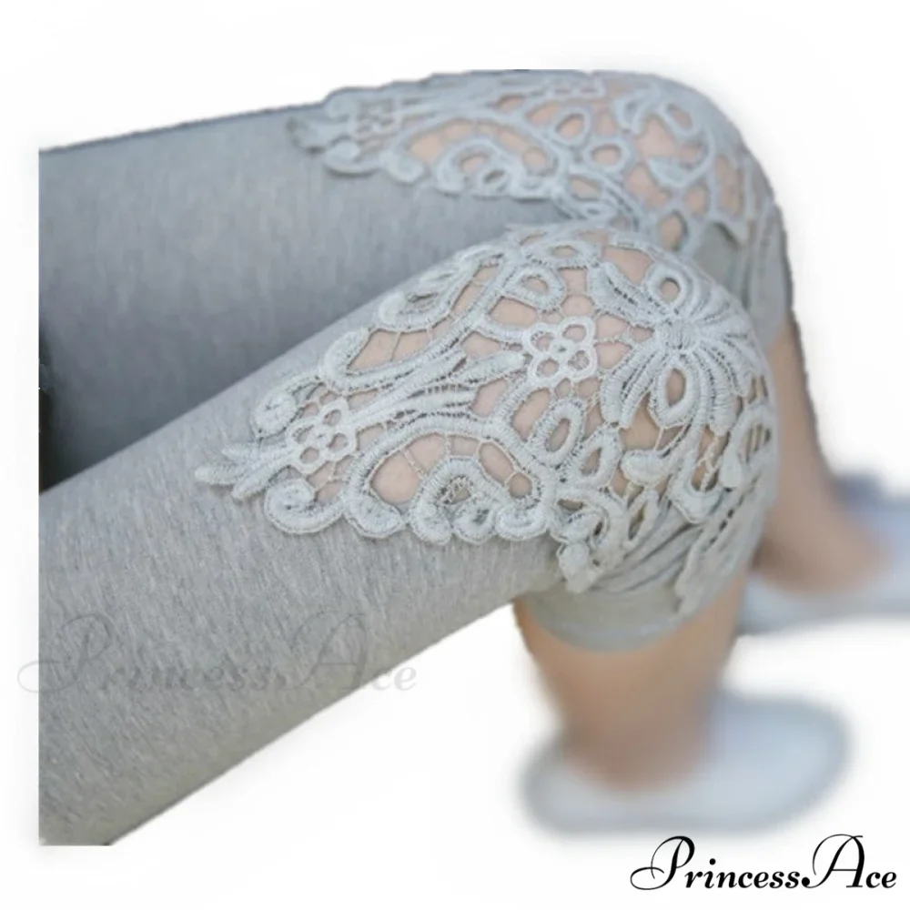 Hollow Lace Stretch Leggings - Image 3