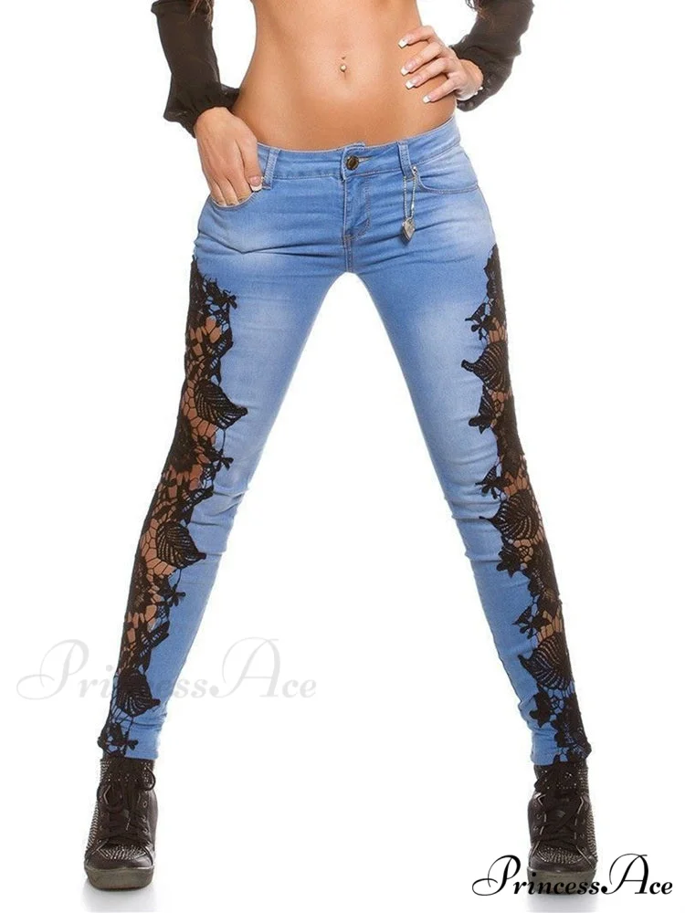 Lace Floral Crochet Hollow-Out Jeans - Image 4