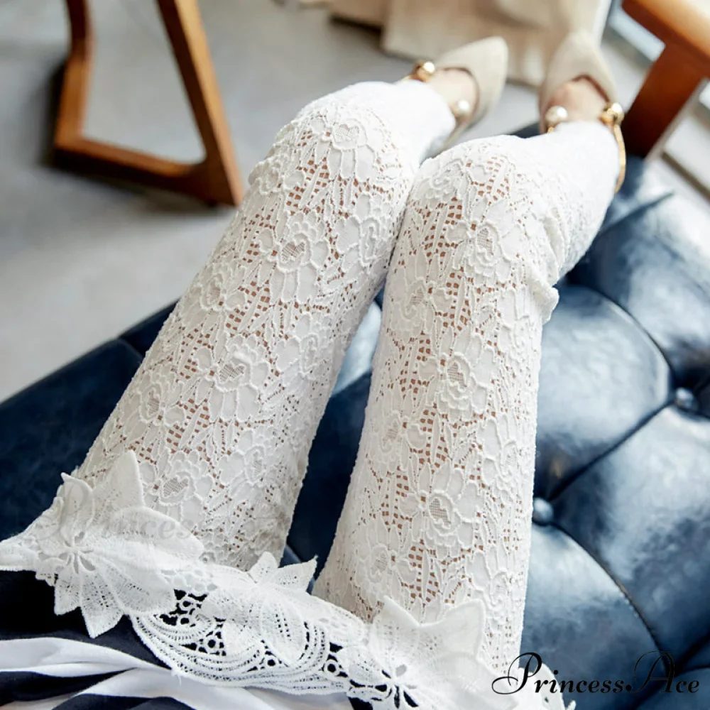 High Waist Floral See Through Strethchy Pants - Image 3