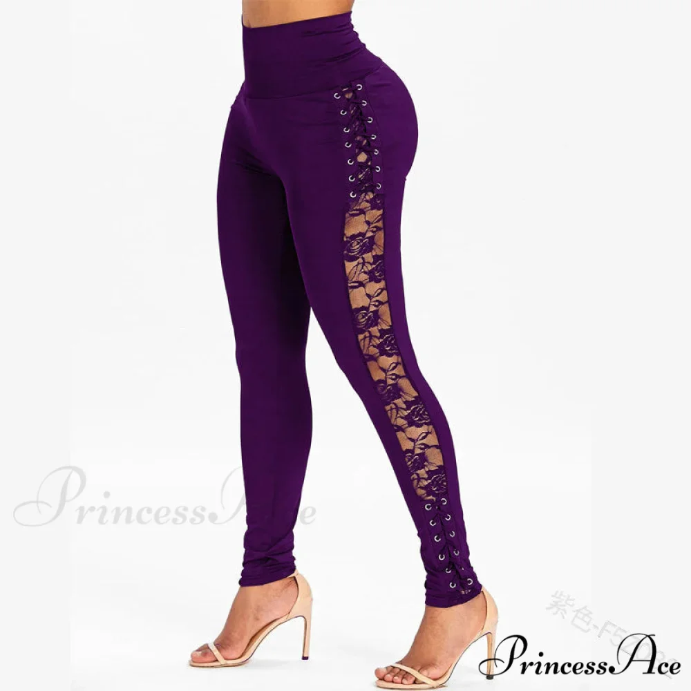 High Waist Fashion Crossed Lace-up Pants - Image 3