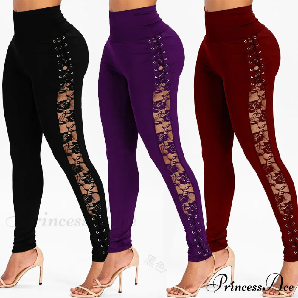 High Waist Fashion Crossed Lace-up Pants - Image 4