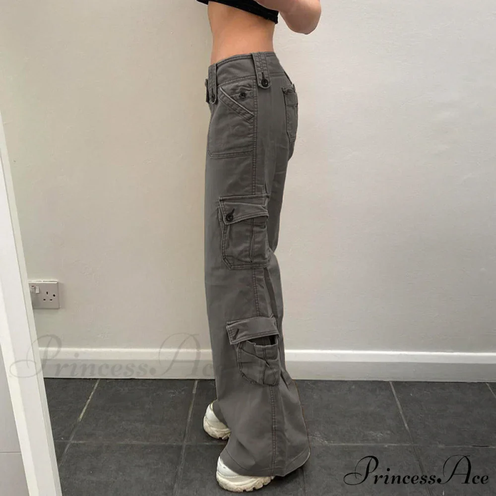 Straight High Waist Vintage Cargo Trousers - Image 8