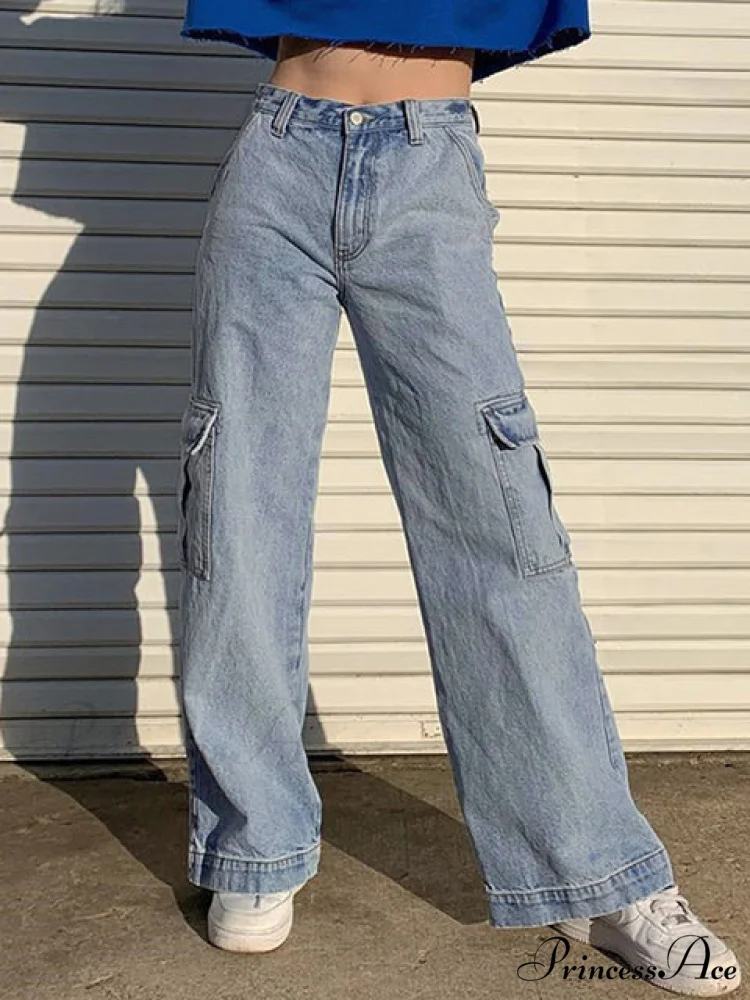 Casual Low Waist Vintage Cargo Jeans - Image 4