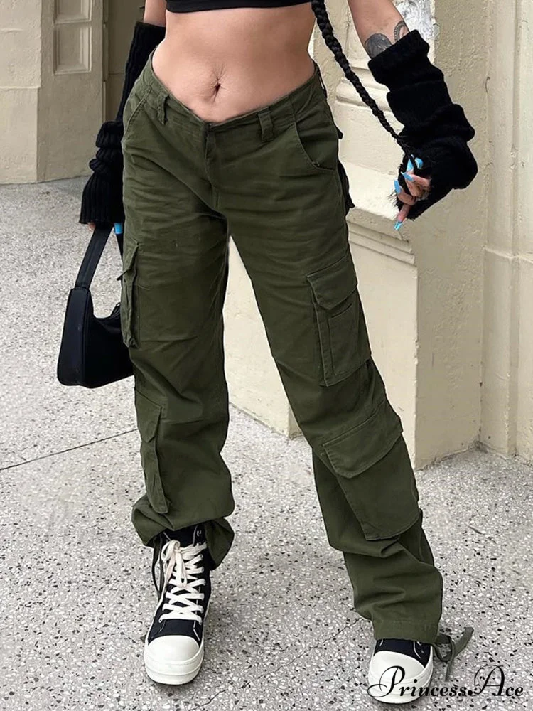 Casual Low Waist Vintage Cargo Jeans - Image 6