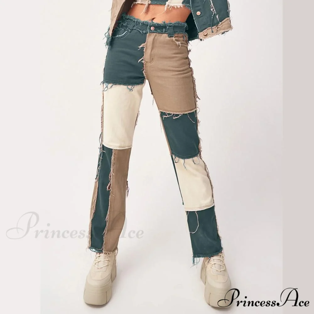 High Street Variegated Patchwork Jeans - Image 9
