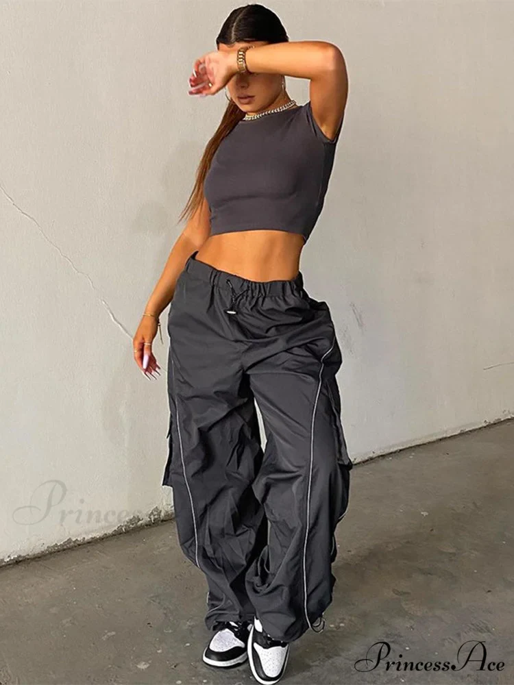 Drawstring Baggy Y2K Cargo Pants - Image 3