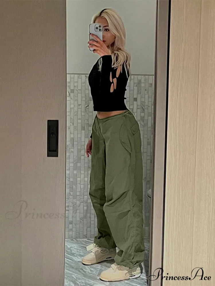 Drawstring Baggy Y2K Cargo Pants - Image 7