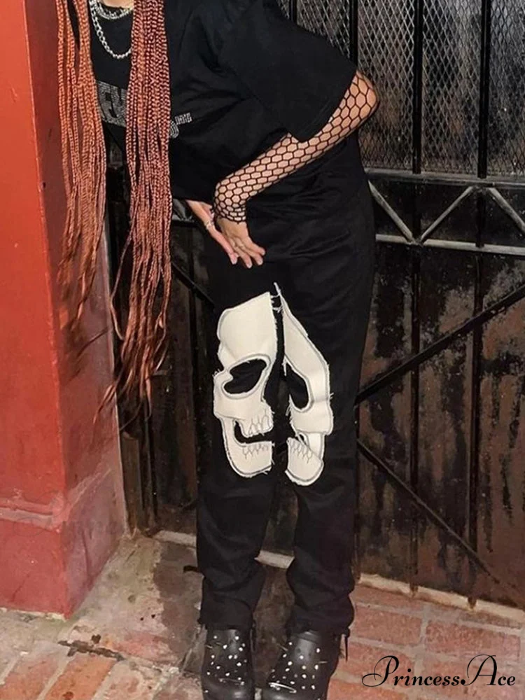 Sifreyr Skeleton Patterned Low Waist Jeans - Image 6