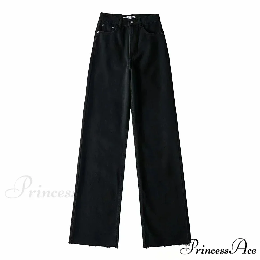 High Waist Slouchy Black Straight Trouser - Image 6