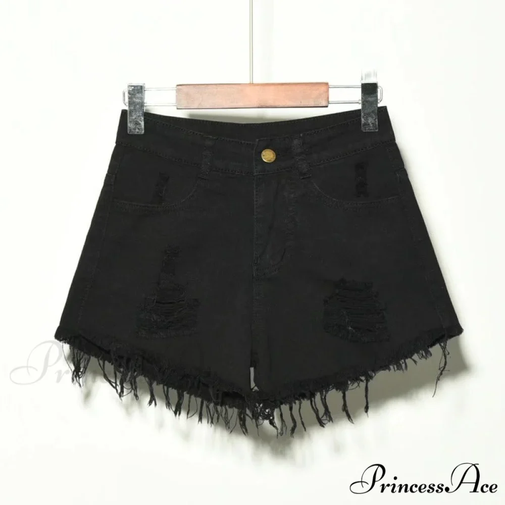 Hole Irregular Large Size Denim Shorts - Image 3