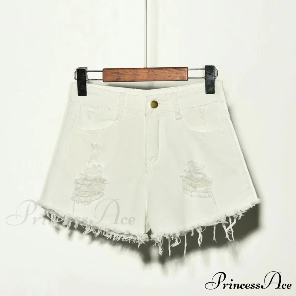Hole Irregular Large Size Denim Shorts - Image 4