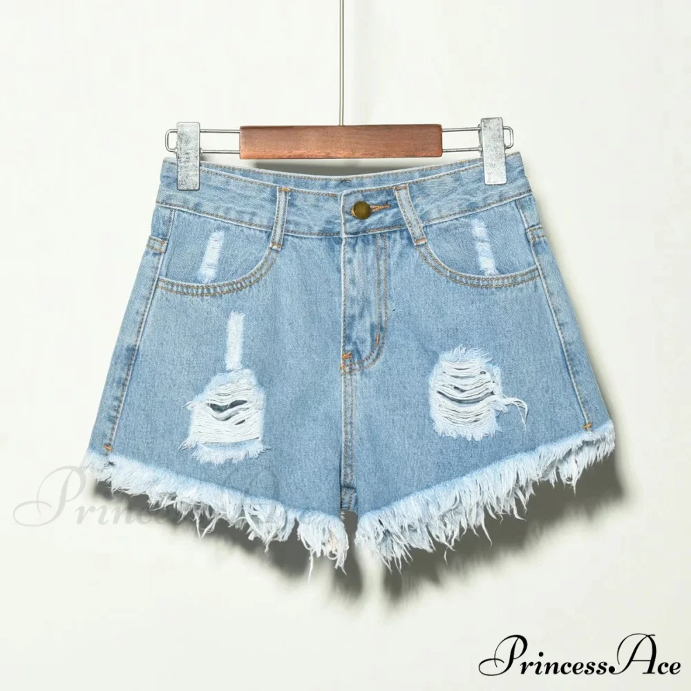 Hole Irregular Large Size Denim Shorts - Image 6
