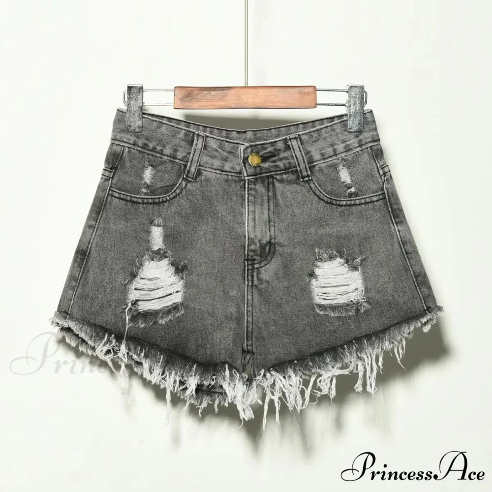 Hole Irregular Large Size Denim Shorts - Image 9