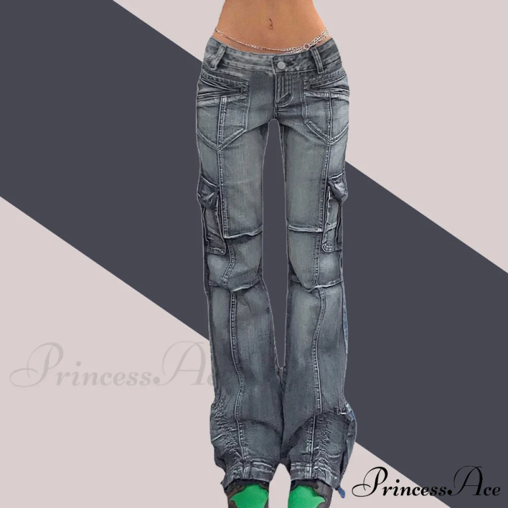 Woman Low Waisted Pockets Trousers - Image 2