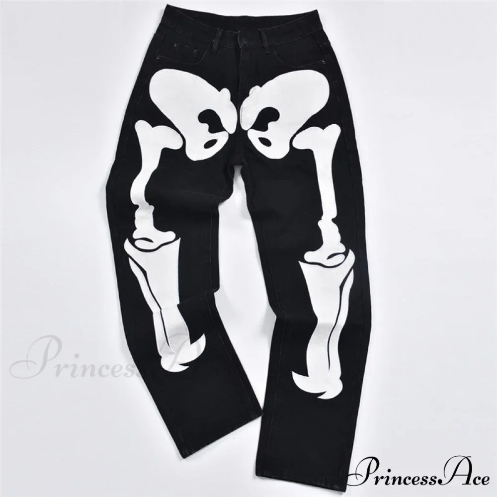 Skeleton Patterned Low Rise Jeans - Image 4