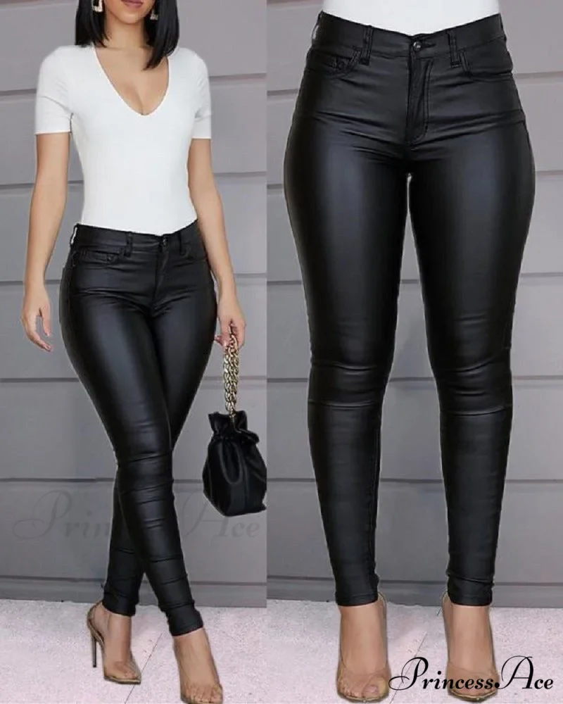 Female Leather Leggings Pants - Image 3