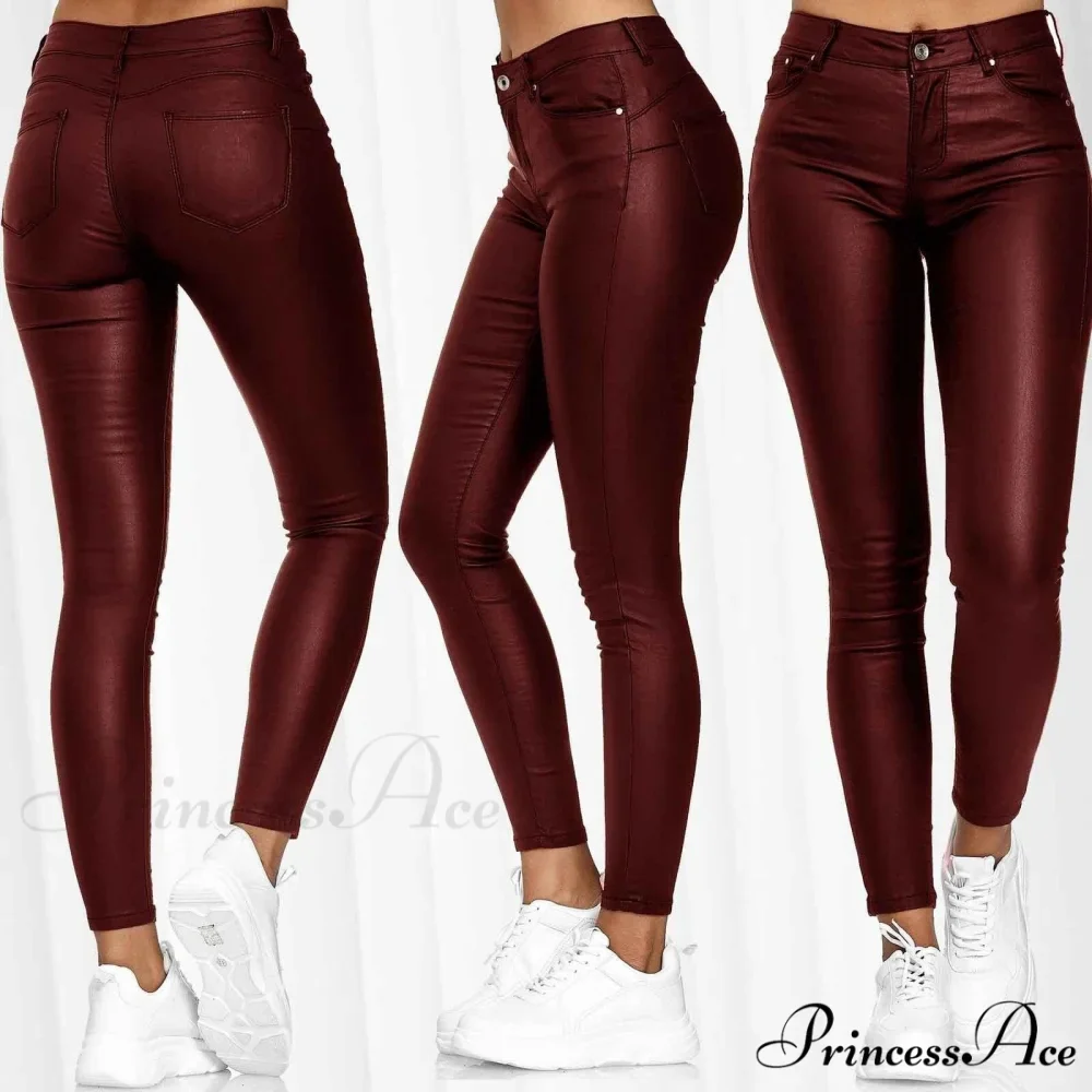 Female Leather Leggings Pants - Image 4