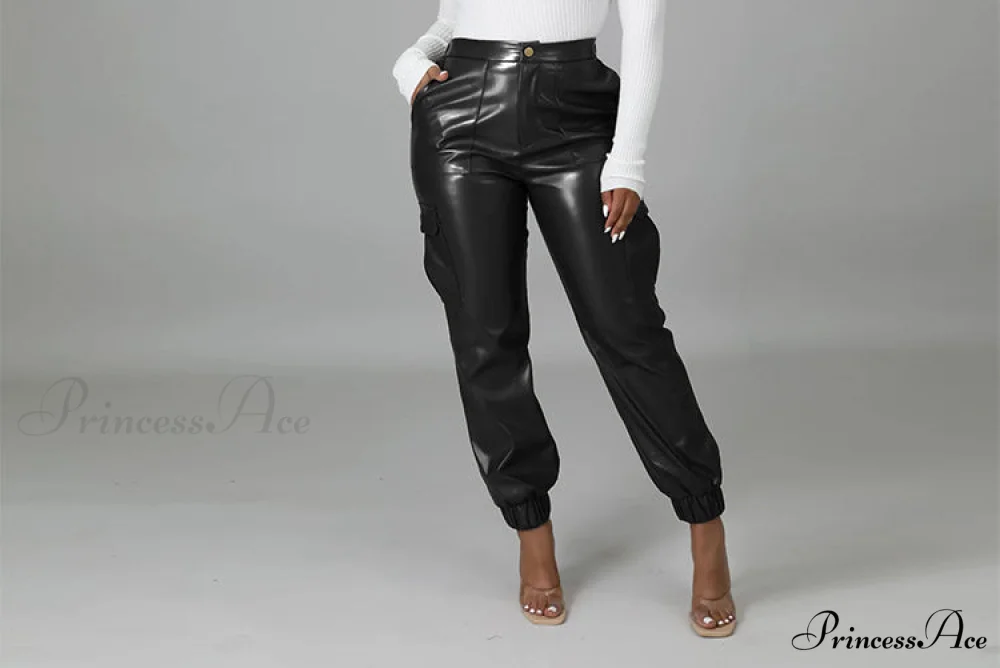 PU Leather Fashion Elegant Office Pants - Image 10