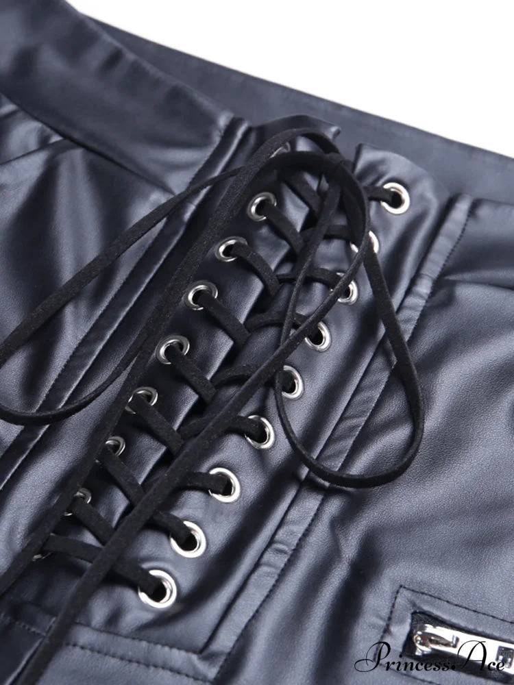 Black Faux PU Leather Pencil Pants - Image 5