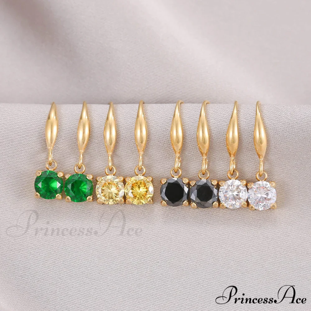 New Arrival Titanium Steel Colorful Stone Earrings - Image 3