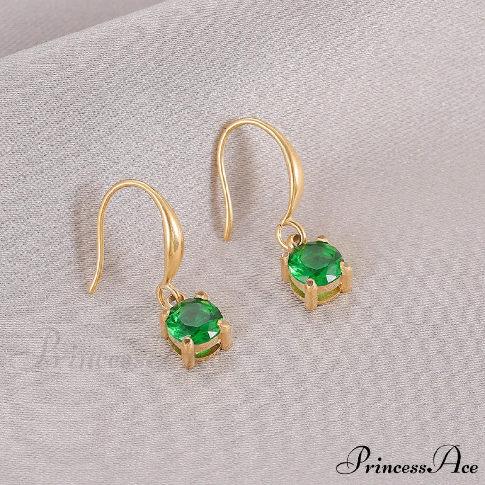 New Arrival Titanium Steel Colorful Stone Earrings - Image 7
