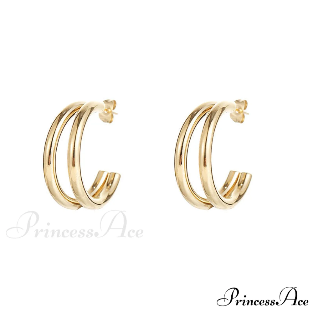 Double Layers Simple Hoop Stud Earrings - Image 5