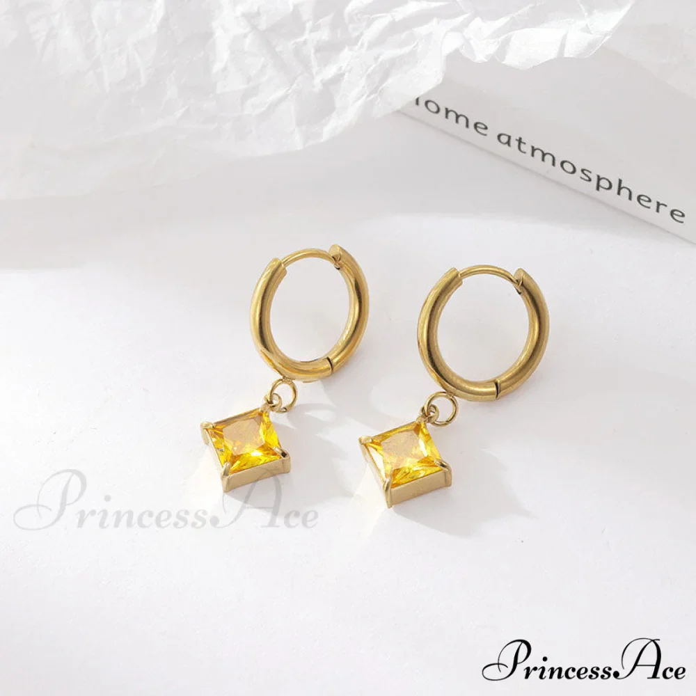 Stainless Steel Shining Diamond Drop Earrings - Image 3