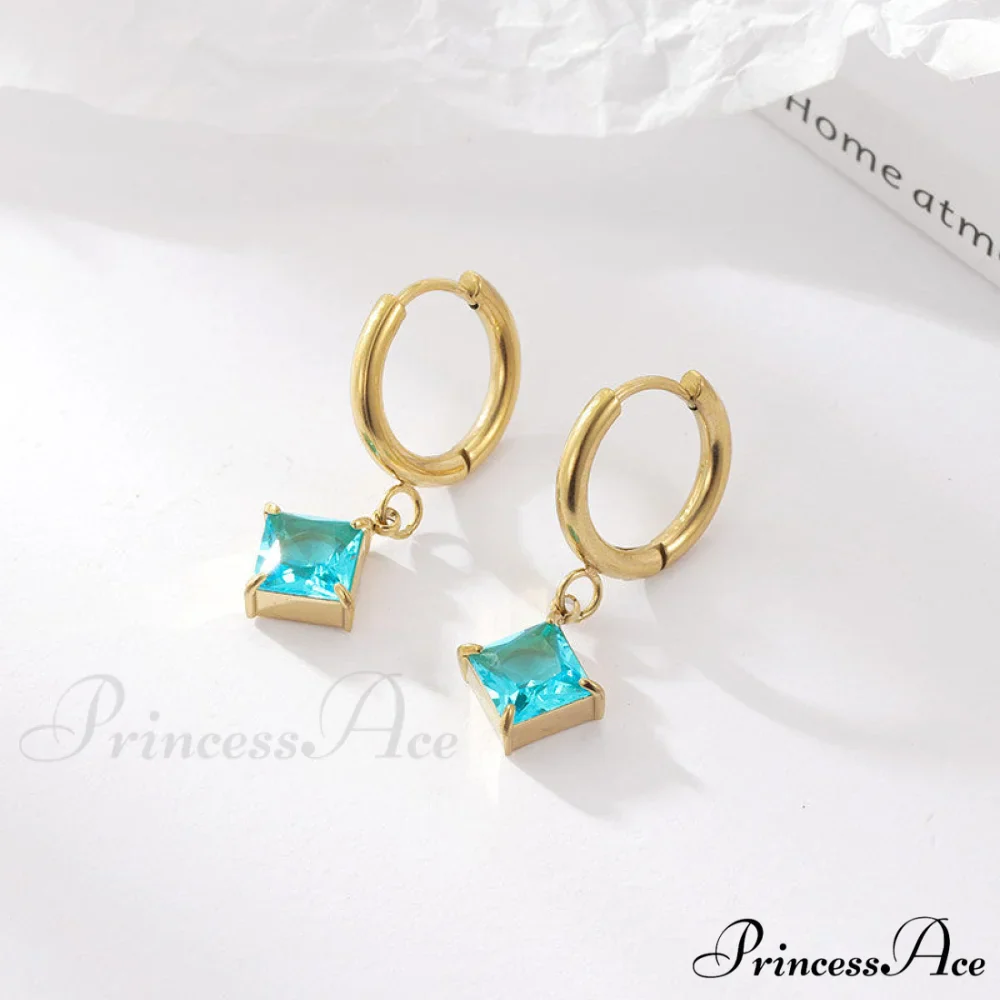 Stainless Steel Shining Diamond Drop Earrings - Image 4