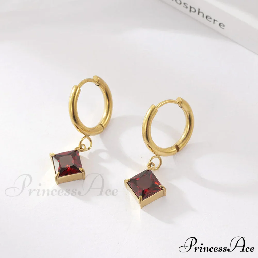 Stainless Steel Shining Diamond Drop Earrings - Image 7