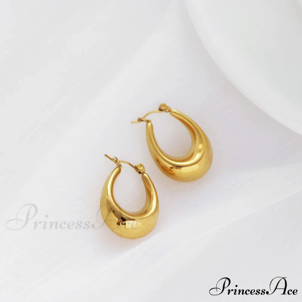 Stainless Steel U Shape Glossy Hoop Earrings - Image 2