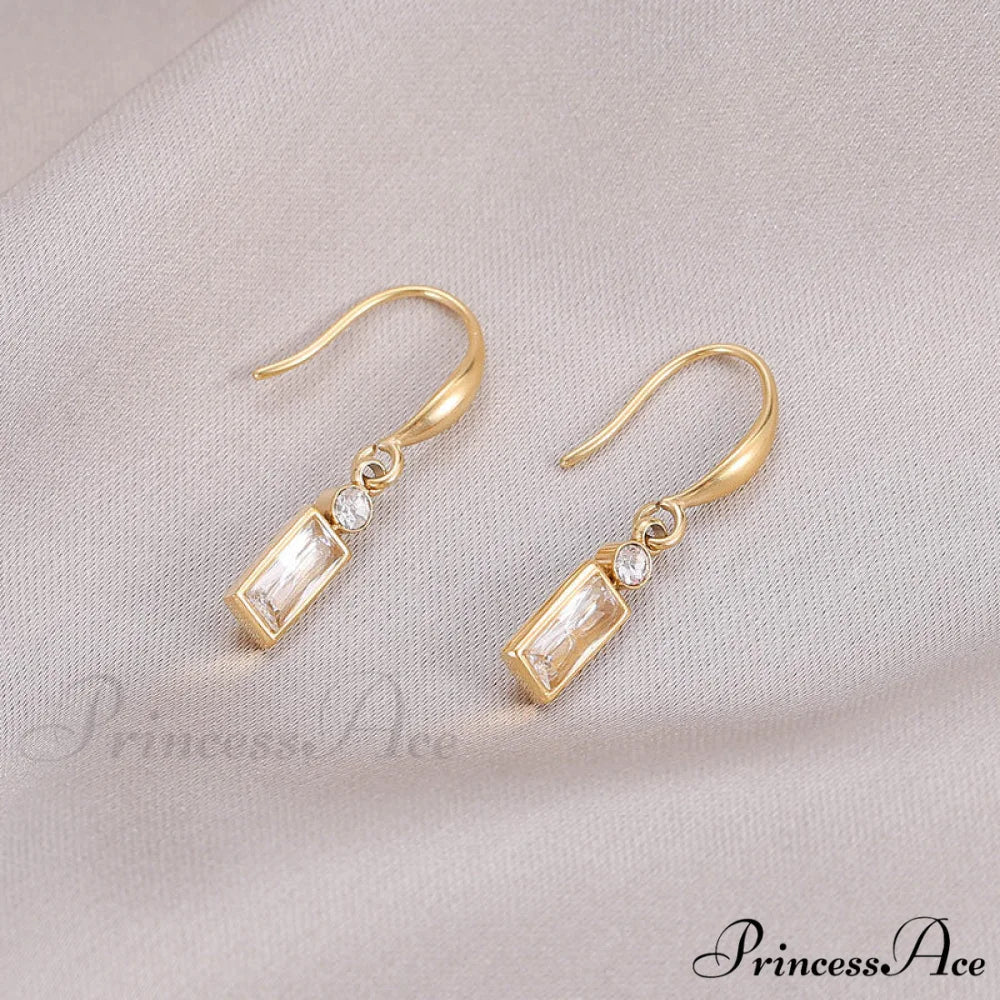 Classic Style Rectangular Stone Dangle Earrings - Image 3