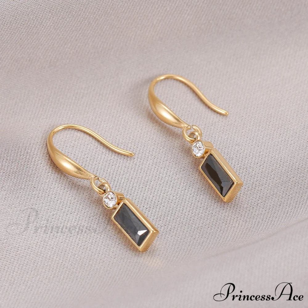 Classic Style Rectangular Stone Dangle Earrings - Image 4