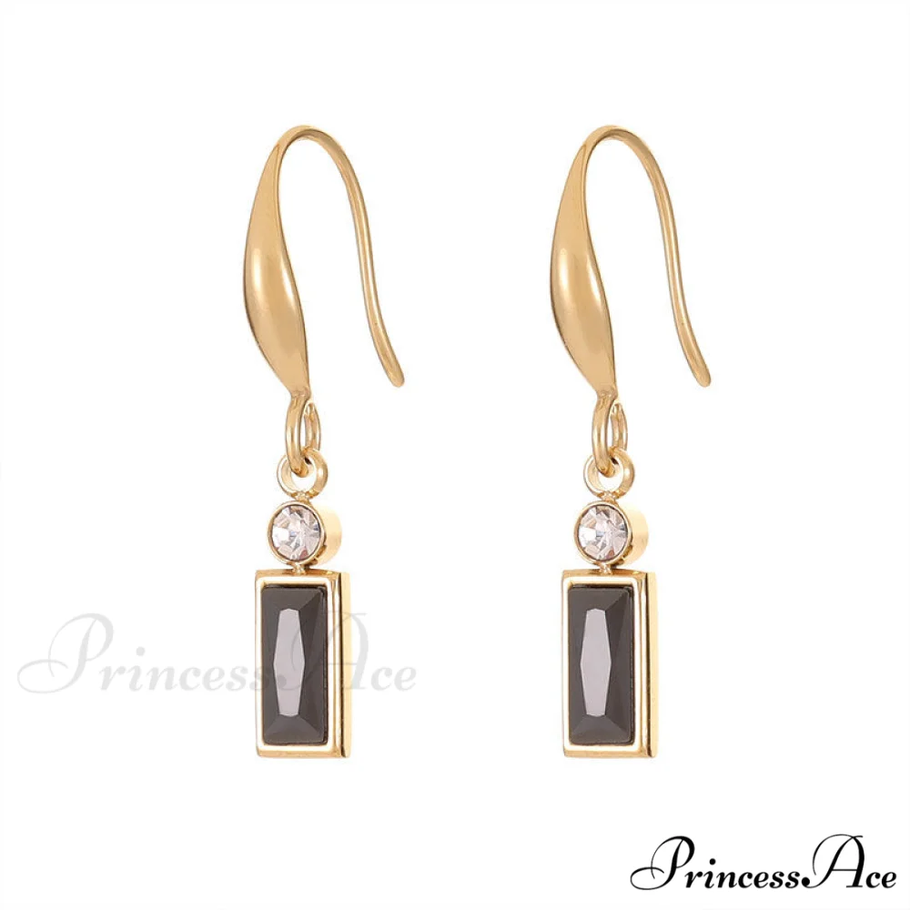 Classic Style Rectangular Stone Dangle Earrings - Image 5