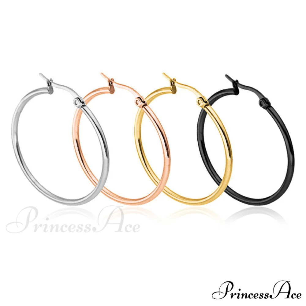 Classic Style Stainless Steel Simple Hoop Earrings - Image 2