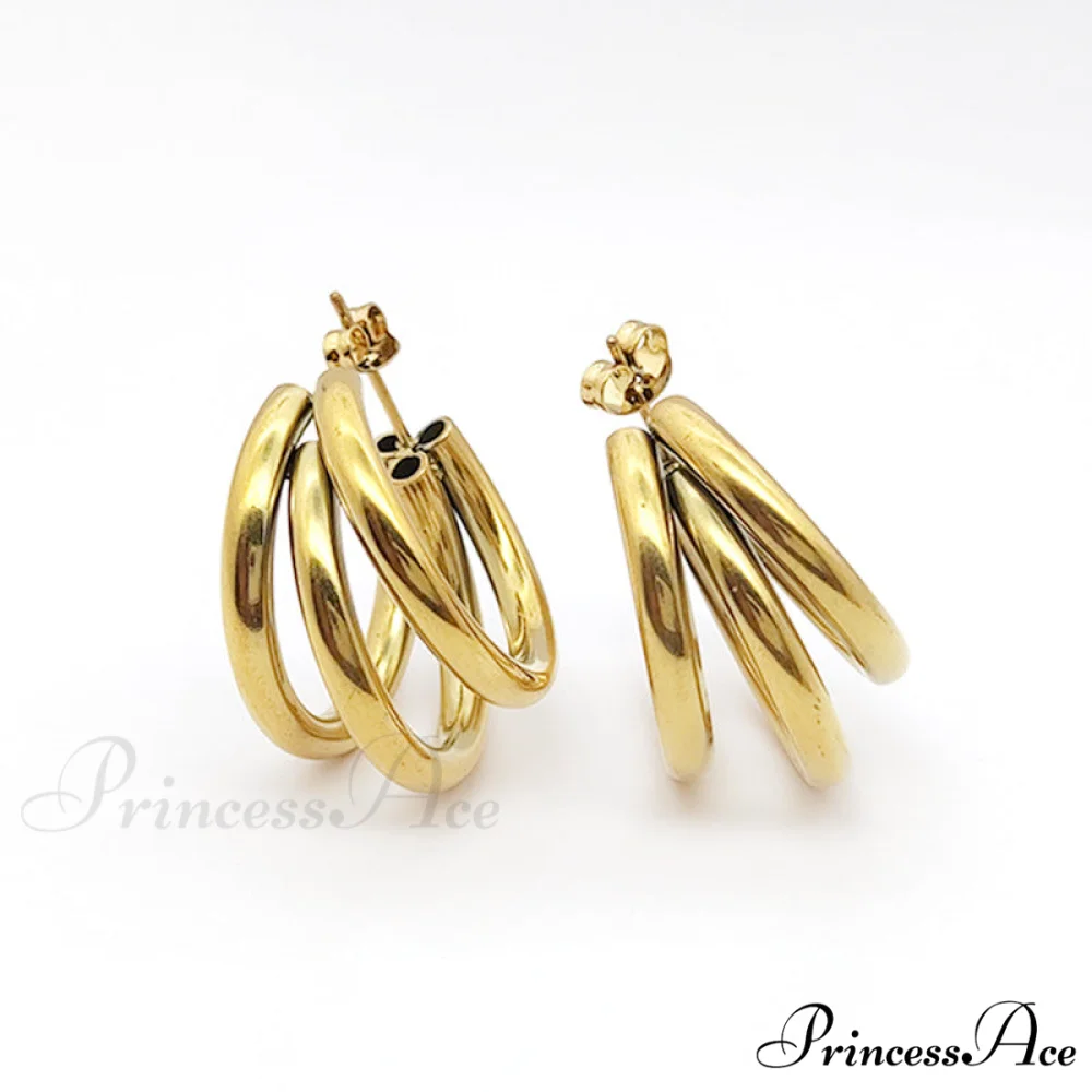 316L Stainless Steel Triple Layers Stud Earrings - Image 4