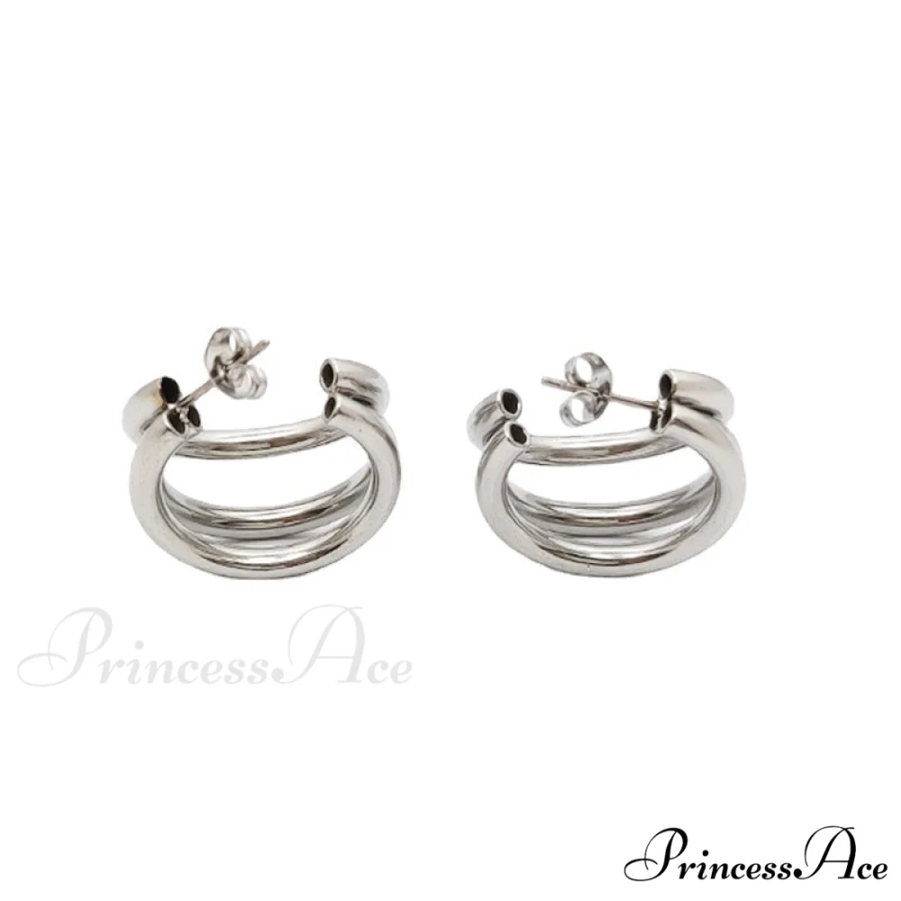 316L Stainless Steel Triple Layers Stud Earrings - Image 5