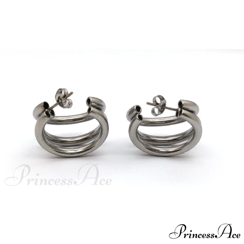 316L Stainless Steel Triple Layers Stud Earrings - Image 6