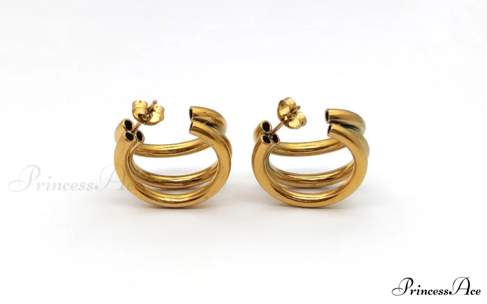 316L Stainless Steel Triple Layers Stud Earrings - Image 7