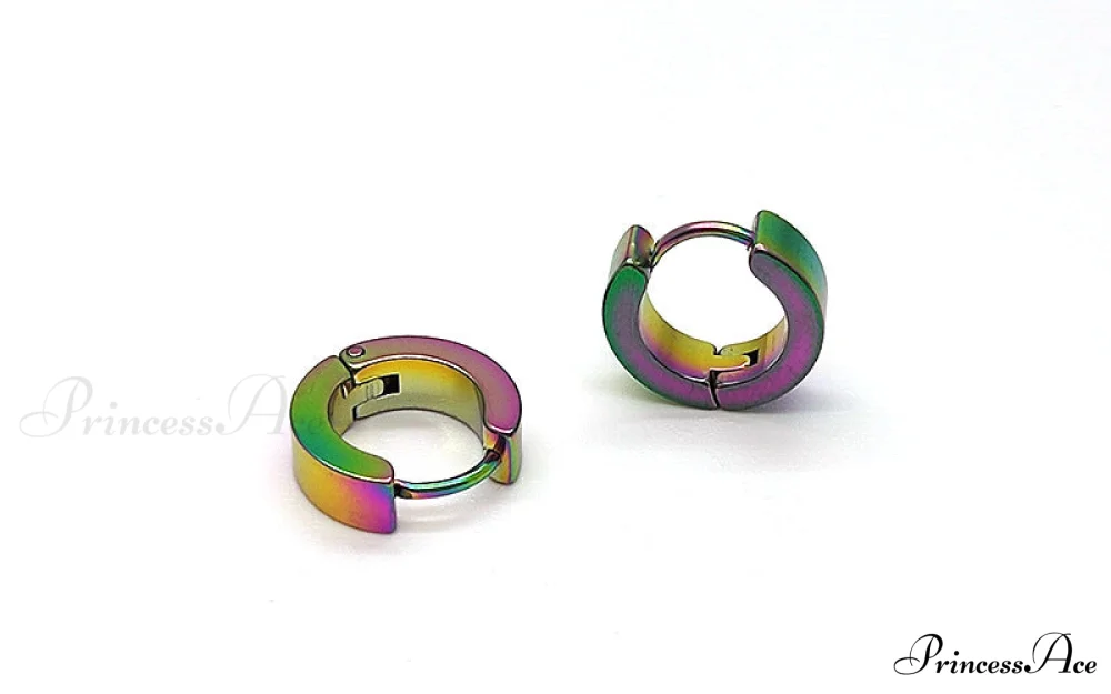 Stainless Steel Rainbow Colorful Hoop Earrings - Image 8