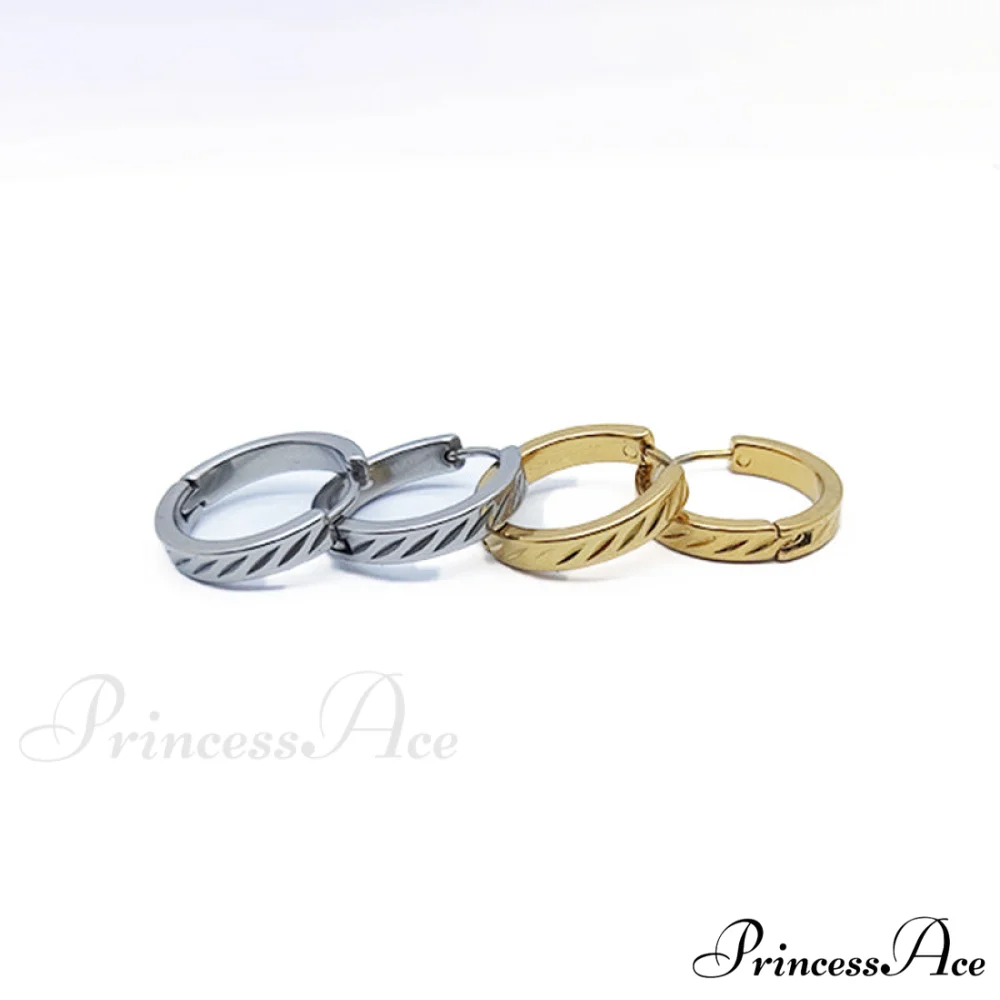 316L Stainless Steel Twist Pattern Hoop Earrings - Image 2