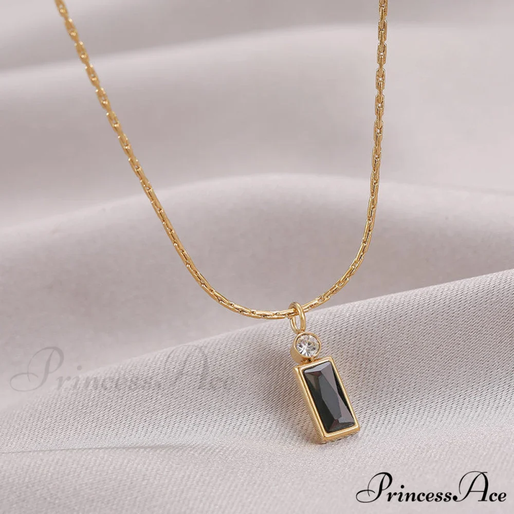 Classic Style Mini Rectangular Shining Zircon Necklaces - Image 2