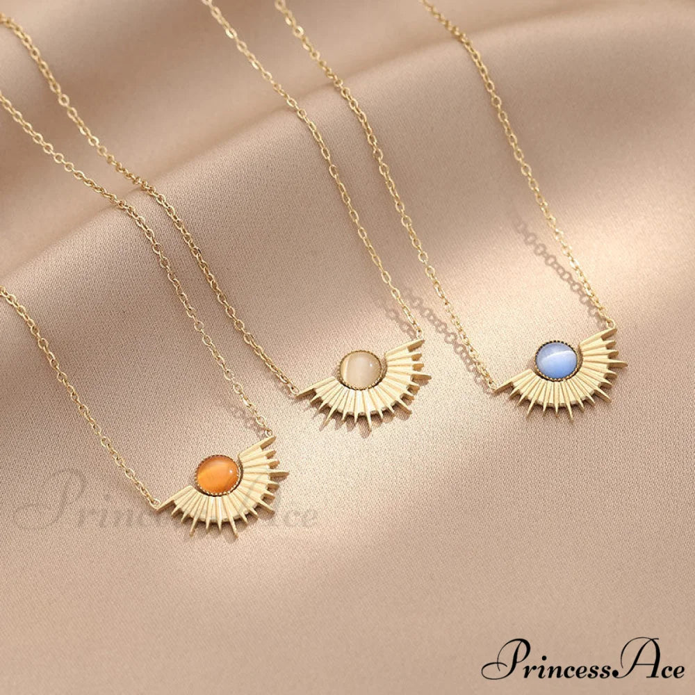 Natural Stone Sun Flower Necklaces - Image 2