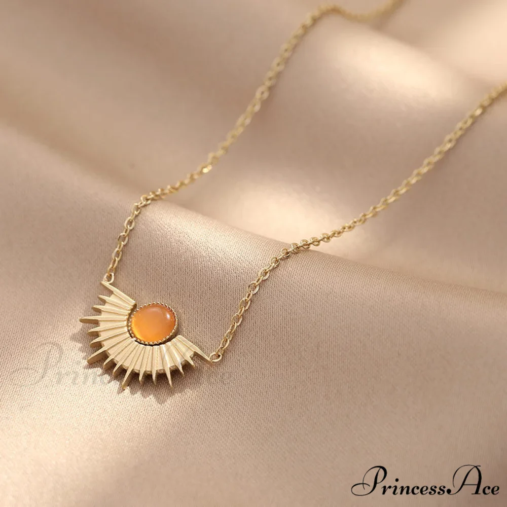 Natural Stone Sun Flower Necklaces - Image 3