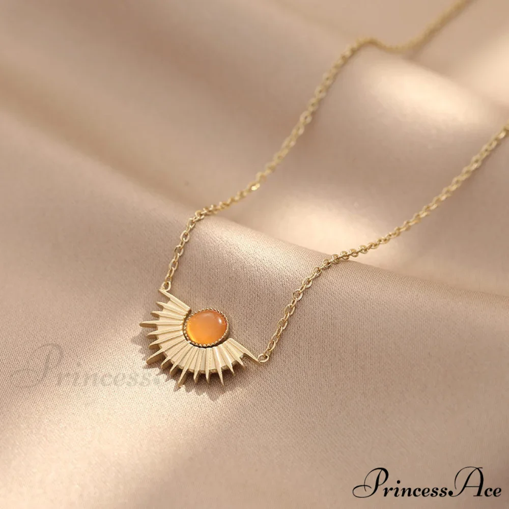Natural Stone Sun Flower Necklaces - Image 7