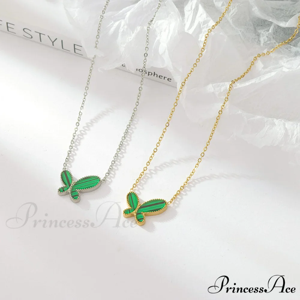 White Green Mini Butterfly Pendant Necklaces - Image 2