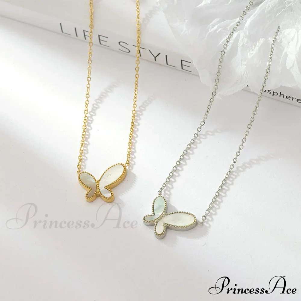 White Green Mini Butterfly Pendant Necklaces - Image 3
