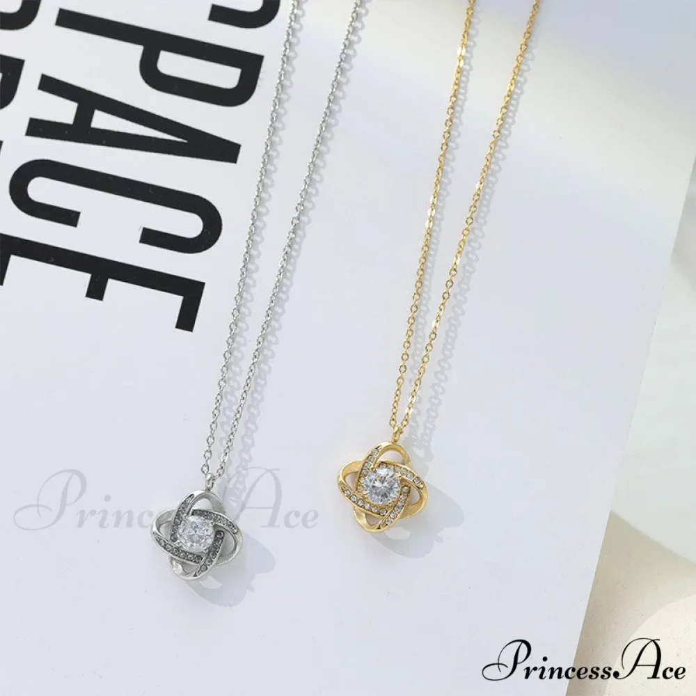 Geometric Shape White Shining Zircon Necklace - Image 2