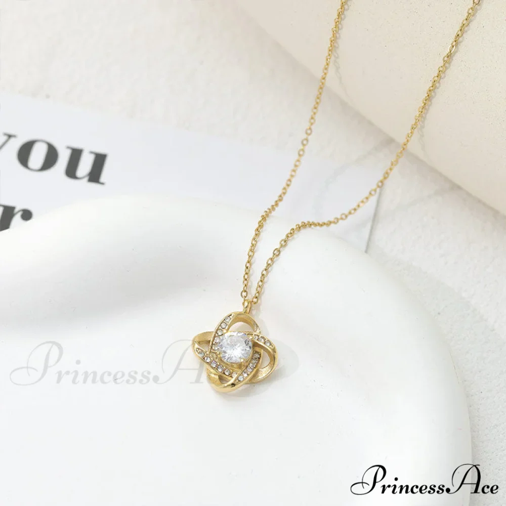 Geometric Shape White Shining Zircon Necklace - Image 3